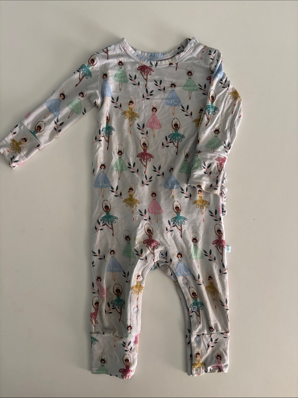 Posh Peanut Baby Girl Ballerina Print Noel Ruffle Romper